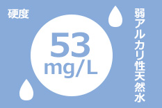 弱アルカリ性天然水、硬度は68mg/L軟水