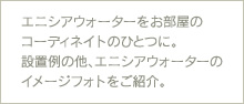 エニシアウォーターをお部屋のコーディネイトのひとつに。設置例の他、エニシアウォーターのイメージフォトをご紹介。